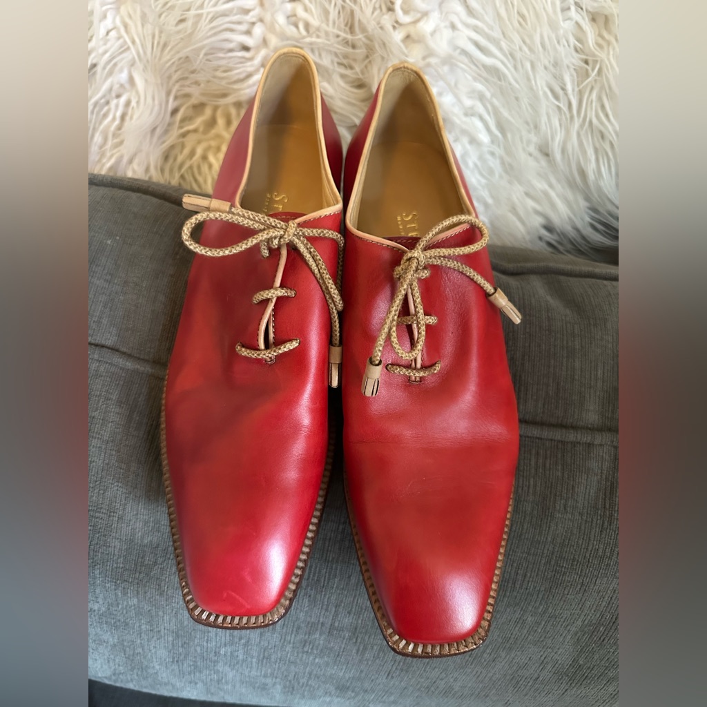 Made In Italy Stylish Red Leather Ladies Shoes